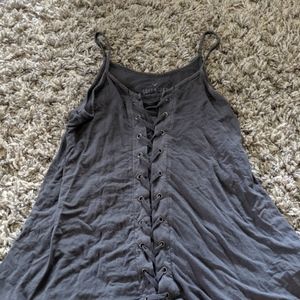 Grey lace up tank top
